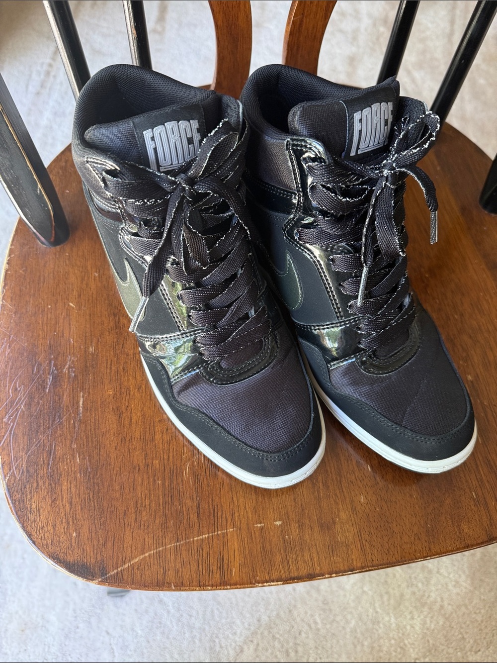 Nike FORCE High Top Wedge Sneakers in Black